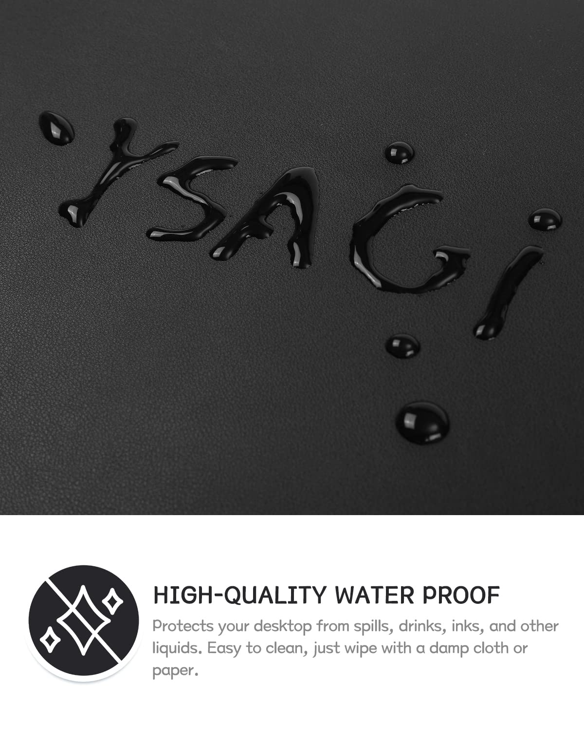 YSAGi Non-Slip Desk Pad,Mouse Pad,Waterproof PVC Leather Desk Table Protector,Ultra Thin Large Desk Blotter, Easy Clean Laptop Desk Writing Mat for Office Work(Black, 47.2" x 23.6")
