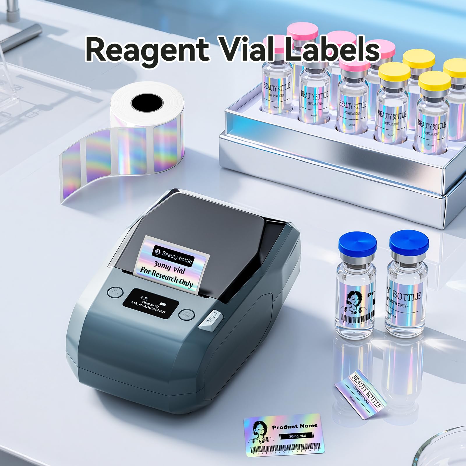 NIIMBOT M2/M3 Thermal Transfer Labels 1.57''×0.79'', 345 Tapes/Roll, for M2/M3 Label Maker, Long Storage Time, for Small Businesses, Cosmetics, Vitamins Labeling, Hologram