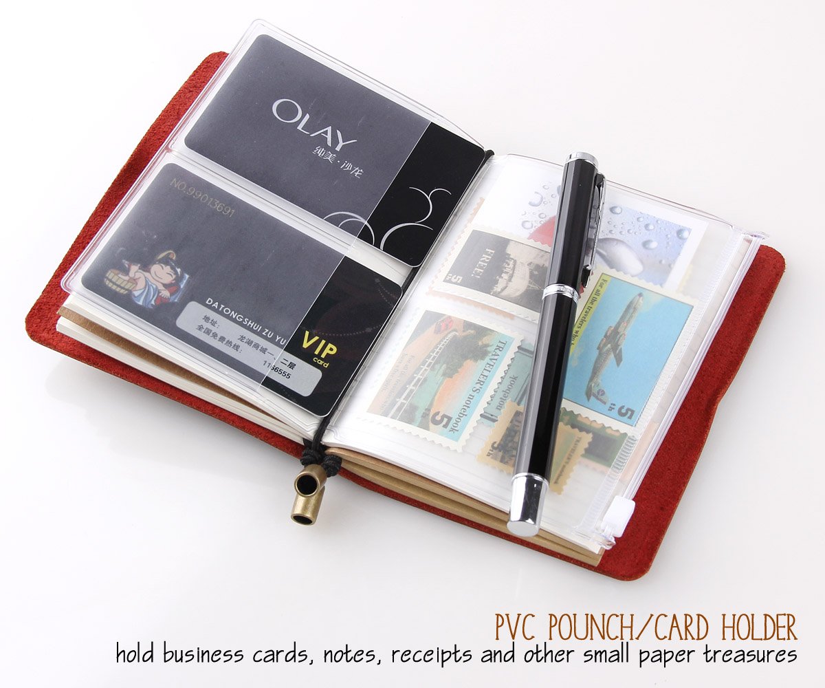 Refillable Handmade Traveler's Notebook, Leather Travel Journal Notebook for Men & Women, Perfect for Writing, Gifts, Travelers, 5.2" x 4" Inches - Wine