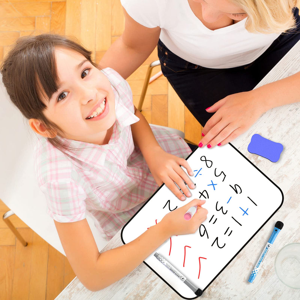 Nicpro Dry Erase Whiteboard A3, Magnetic Double Sided 12 x 16 White Board with Black Border, Including 8 Water-Based Pens and 1 Eraser for Kid Writing & Drawing, Student School, Classroom, Home Use