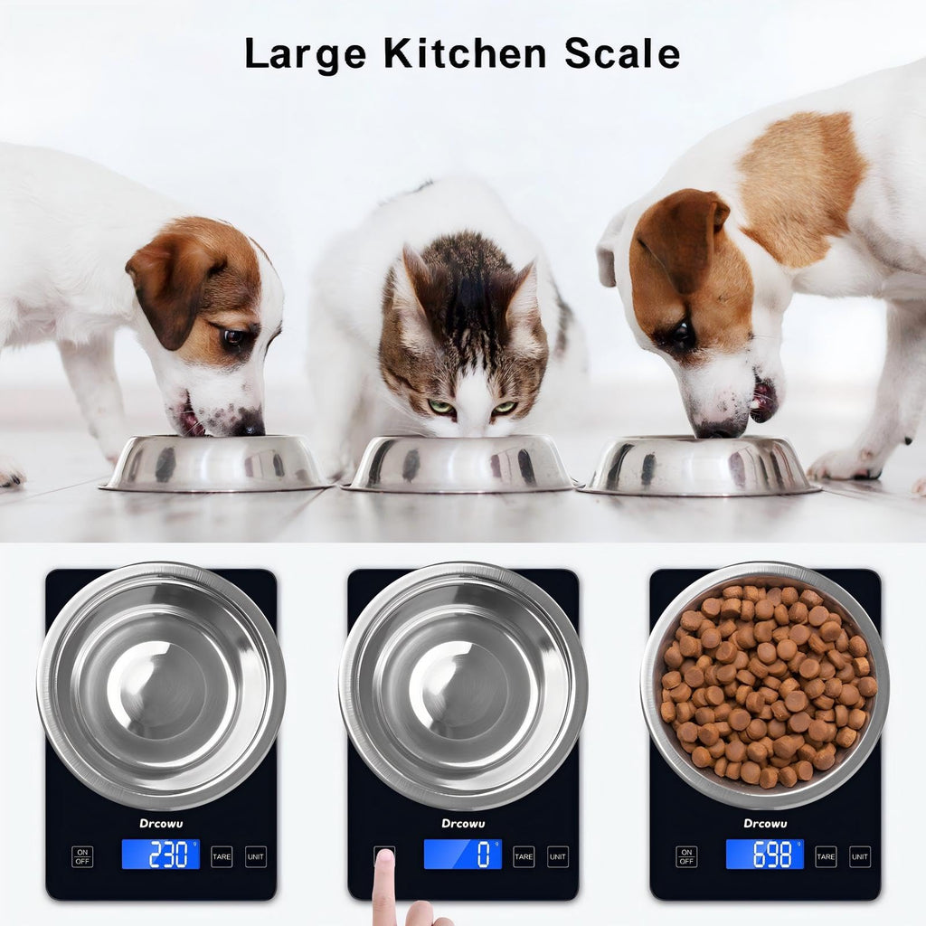 Drcowu Large Food Scale Digital, 15kg Kitchen Scales for Baking, Cooking, Keto and Meal Prep, Weight Balance Alimentaire with 1g Accuracy and LCD Dispaly, Easy to Read, Grams and Oz for Home, Black