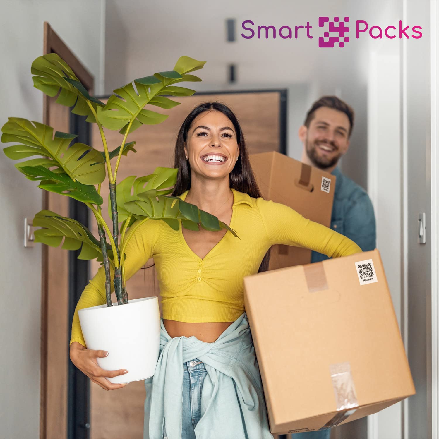SmartPacks QR Code Stickers | 48 Premium Smart Labels with App | Advanced Pack and Track Labels with QR Code for Inventory, Storage, Moving