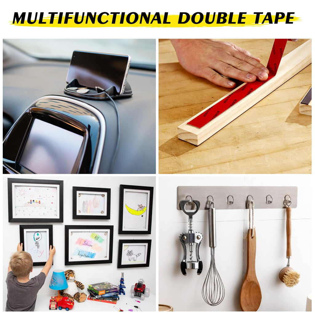 EMITEVER Heavy Duty Double Sided Tape, 1 Inch x 16.4FT Acrylic Foam Mounting Tape, Two Sided Adhesive Tape, Waterproof & Strong Double Stick Tape for Walls, Automotive, Home Office Decor