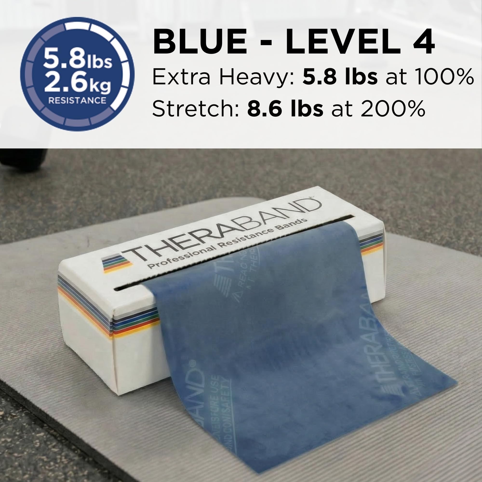 TheraBand Resistance Bands, 6 Yard Roll Professional Latex Elastic Band For Upper & Lower Body, Core Exercise, Physical Therapy, Pilates, Home Workouts, Rehab, Blue, Extra Heavy, Intermediate Level 2