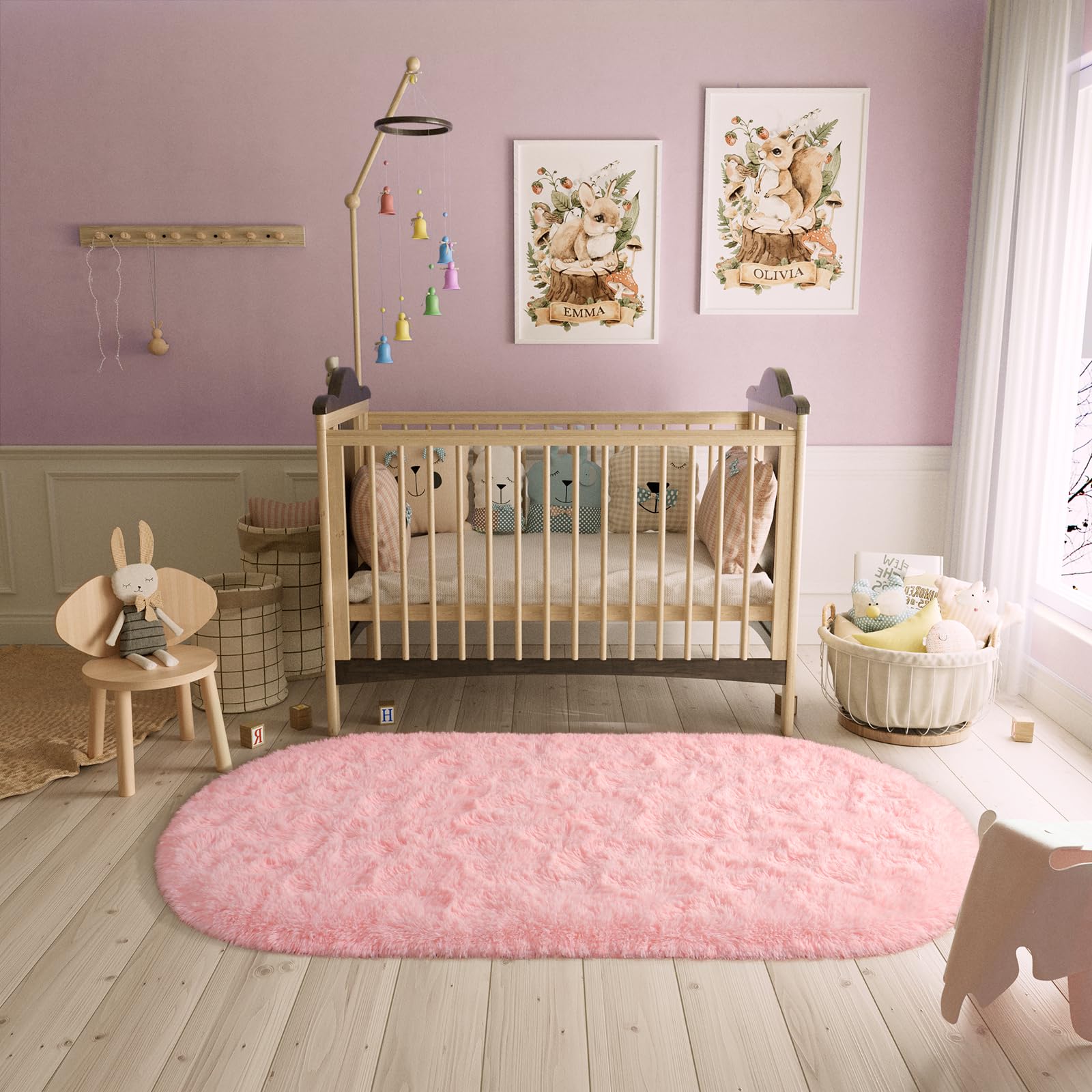 LOCHAS Ultra Soft Children Rugs Room Mat Modern Shaggy Area Rugs Home Decor 2.6' x 5.3', Pink