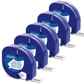 Compatible with Dymo LetraTag Refills Plastic White 91331 12mm x 4m LT Label Tape for DYMO Letra Tag LT-100H LT-100T Plus 200b QX50 Label Maker, 5-Pack,1/2'' x 13'