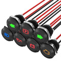 RVMARINEPAT 12V LED Indicator Light Small Indicator Light Waterproof 1/2" Panel Cutout 12 Volt 24 Volt Metal LED Indicator Pilot Dash Light with 300MM Wires -7PCS