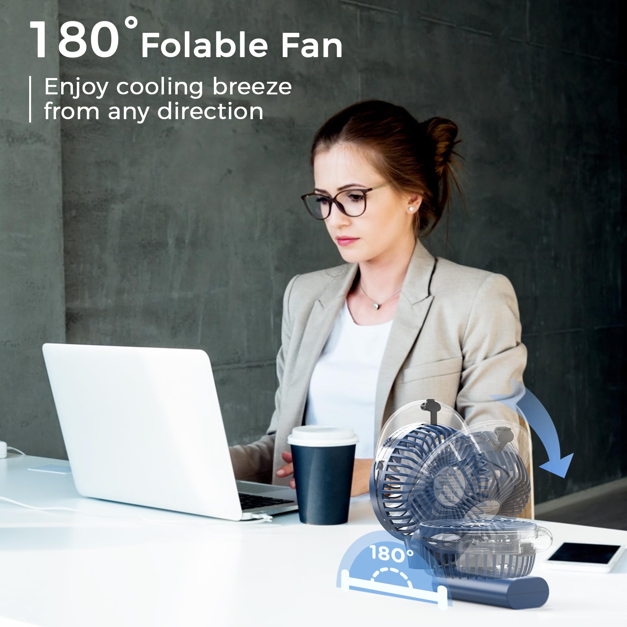 COMLIFE Portable Handheld Misting Fan, 3000mAh Rechargeable Battery Operated Spray Water Mist Fan, Foldable Mini Personal Fan for Travel, Makeup, Home, Office, Camping, Outdoors (BLUE)