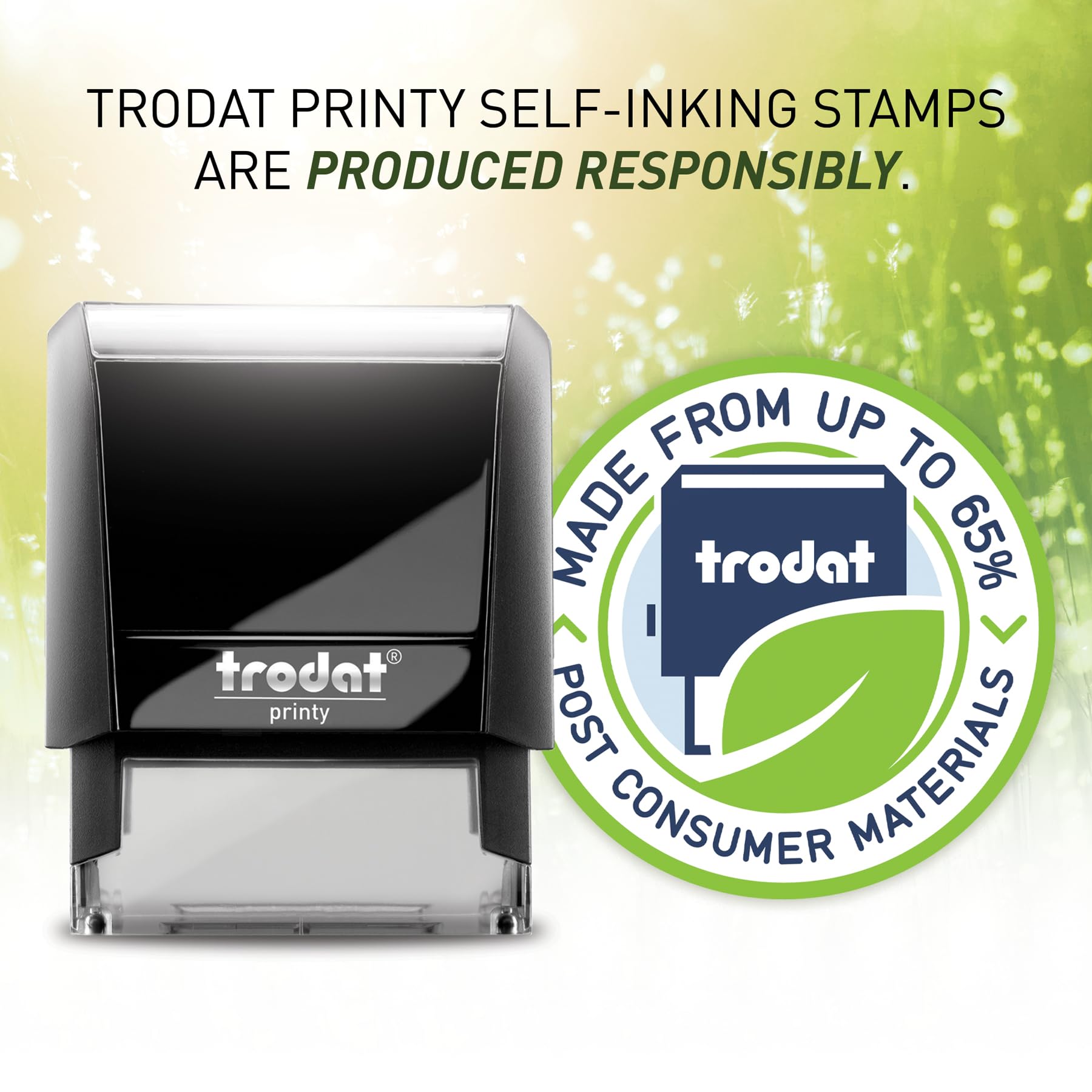 Trodat Printy 4911 Self-Inking Stamp with COPY Message - Blue Pad - Produced from up to 65% Recycled Plastic