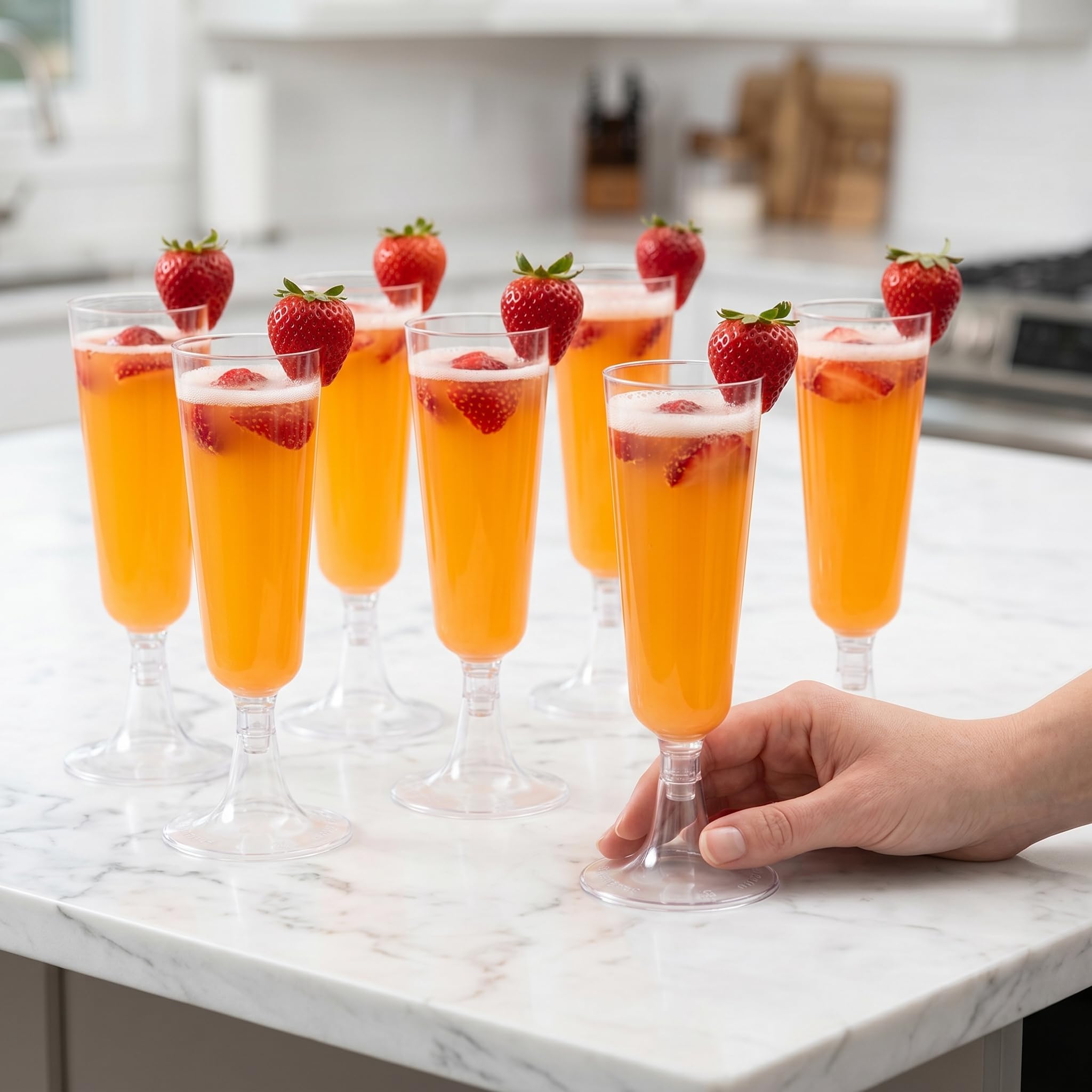 Hedume 100 Pack Champagne Flutes, 5oz Disposable Clear Plastic Champagne Glasses, Toasting Flute Set for Mimosas, Bloody Mary's, Wine Glasses, Sodas, Cocktail Cups, Parfaits, Sundaes etc