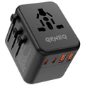 QENEQ Universal Travel Adapter International World Adapter 5 in 1 European Travel Plug Fast Charger 2xUSB-A 2xUSB C Worldwide AC Outlet Adaptateur Voyage Adaptor Universal for Europe USA UK AUS Asia