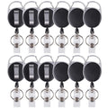 12 Packs Heave Duty Retractable Badge Reels with Carabiner Belt Clip and Key Ring, Badge Holders for ID Card Holders with 26.5 Inch Pull Cord (Black)