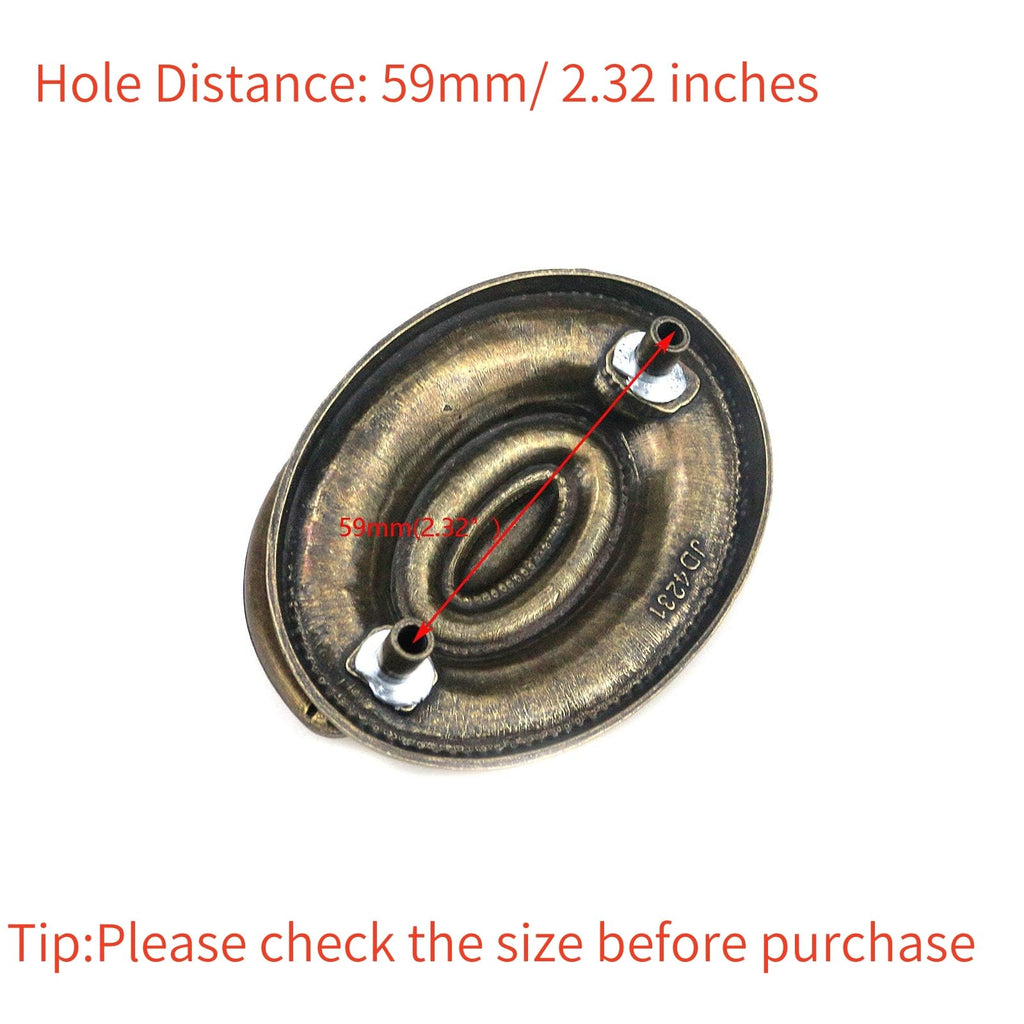 Quluxe 4 Pcs Furniture Dresser Pull Antique Brass Bail Drawer Pull Oval Drop Swing Handles Cabinet Knob Hardware 2.32" Hole Distance, 3.14"x2.2"