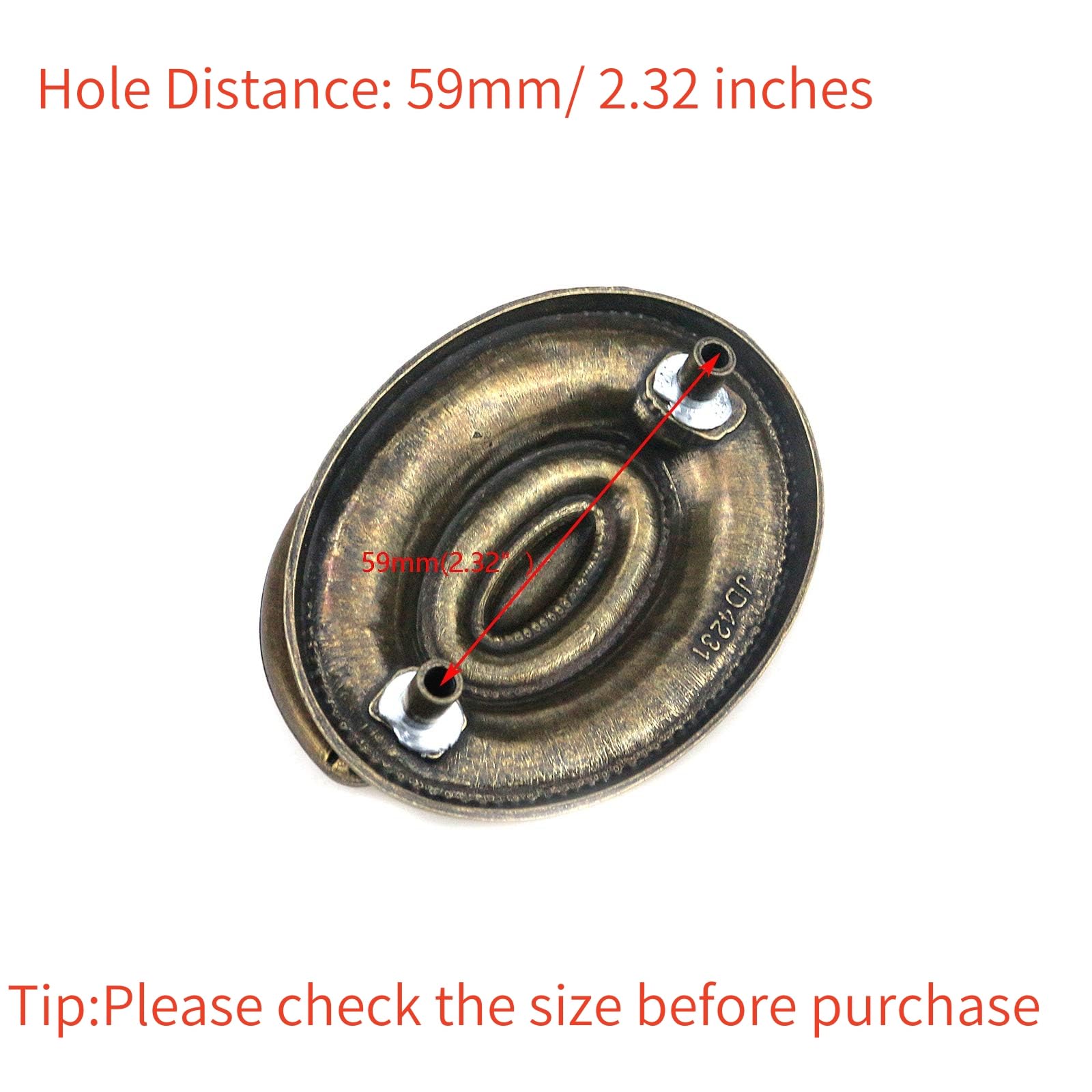 Quluxe 4 Pcs Furniture Dresser Pull Antique Brass Bail Drawer Pull Oval Drop Swing Handles Cabinet Knob Hardware 2.32" Hole Distance, 3.14"x2.2"