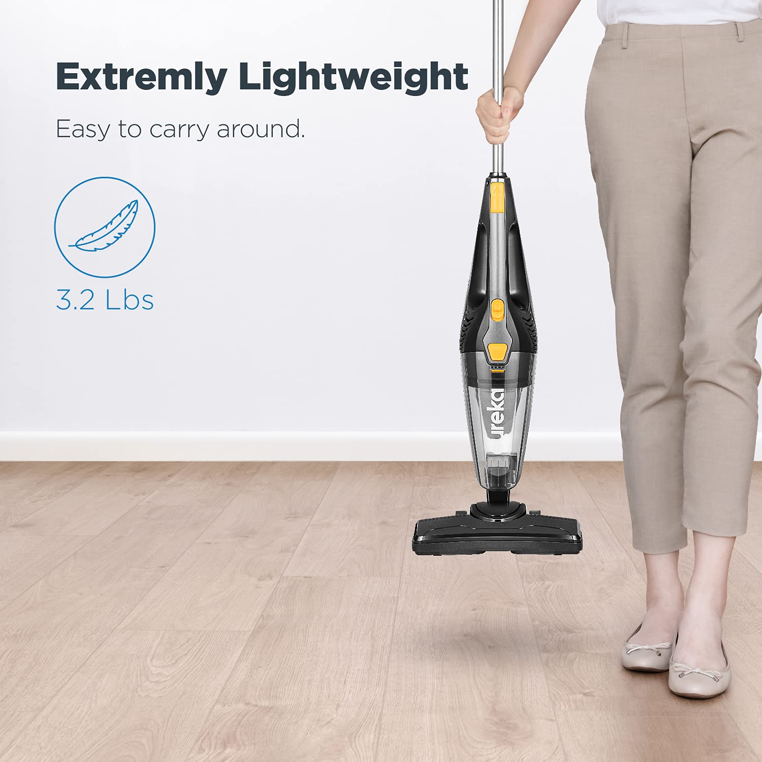 Eureka Home Lightweight Corded Stick Vacuum Cleaner, Powerful Suction Convenient Small Vacuum for Hard Floor, 3-in-1 Hand Vacuum, Blaze Black, NES212C