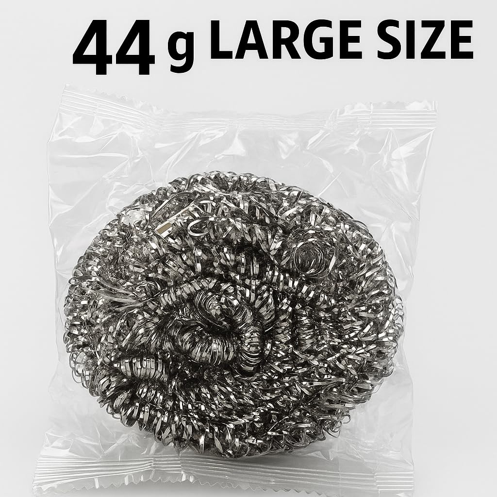 Platinum Crown Heavy-Duty Stainless Steel Wool Scouring Sponges – Rust-Resistant, Long-Lasting, for Pots, Pans, Grill, Oven & Kitchen Cleaning Invidual Packed– 12 Pack 44grams Each