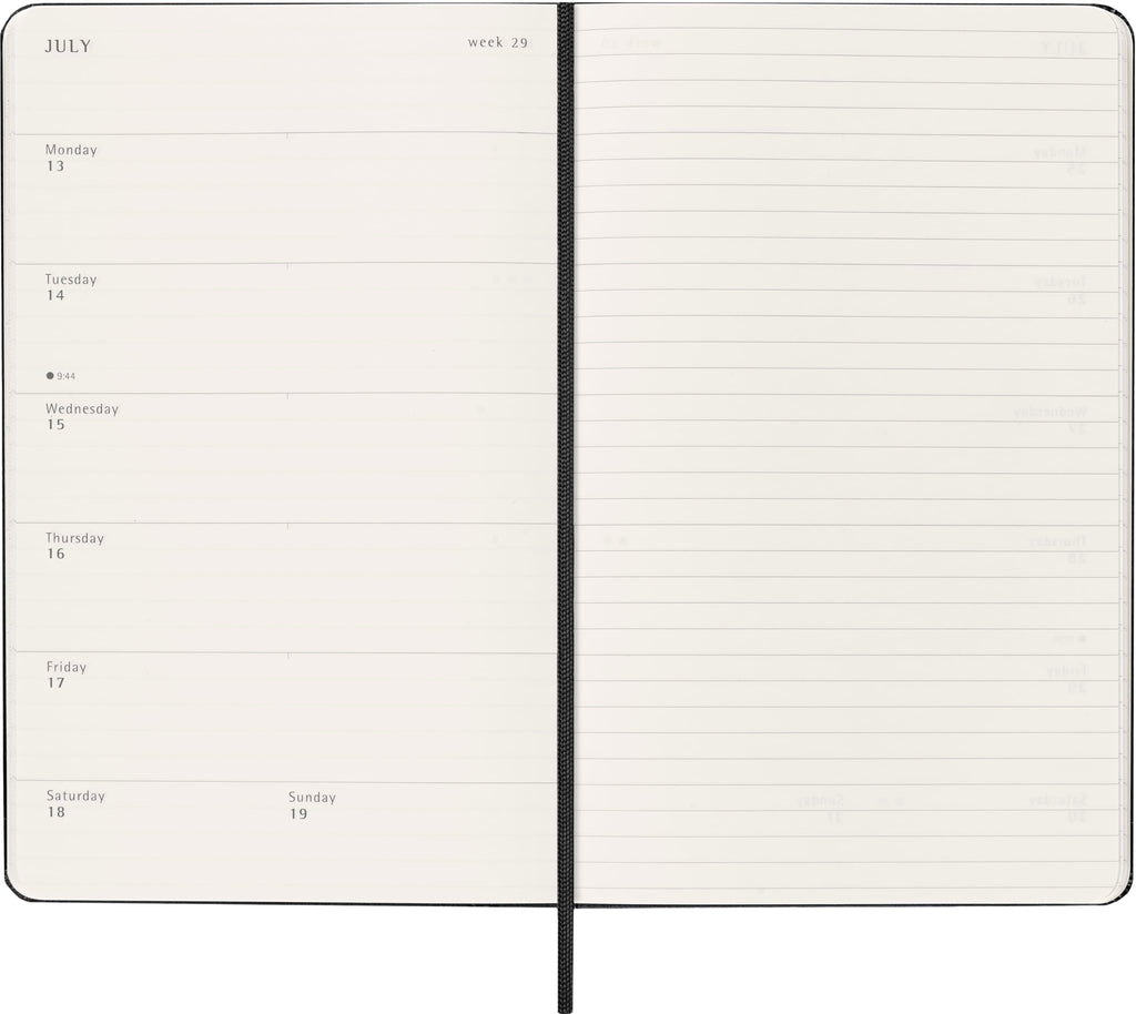 Moleskine Classic 12 Month 2026 Weekly Planner, Hard Cover, Large (5" x 8.25"), Black, 144 pages