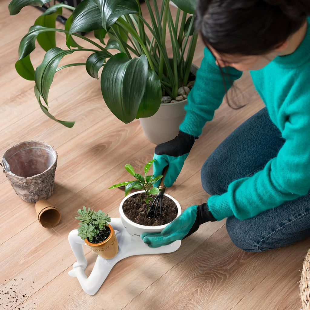Lazy Guy Planter - Funny Smiling Face Resin Flower Pot with Double Drainage Hole, Cute Lying Down Figure Succulent & Cactus Planter, Unique Home Garden Decor Gift for Family & Friends (Yellow)