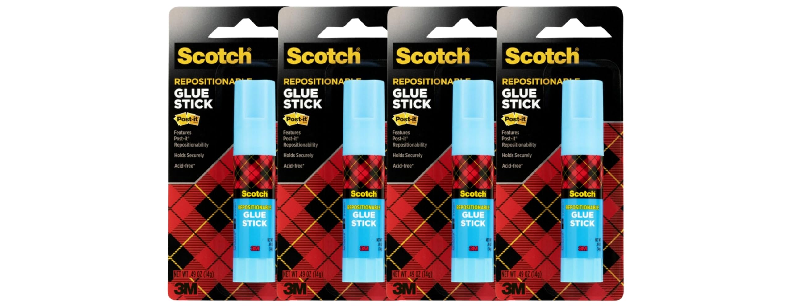 Removable Restickable Glue Stick, .49oz, Repositionable Stick (4-PACK)