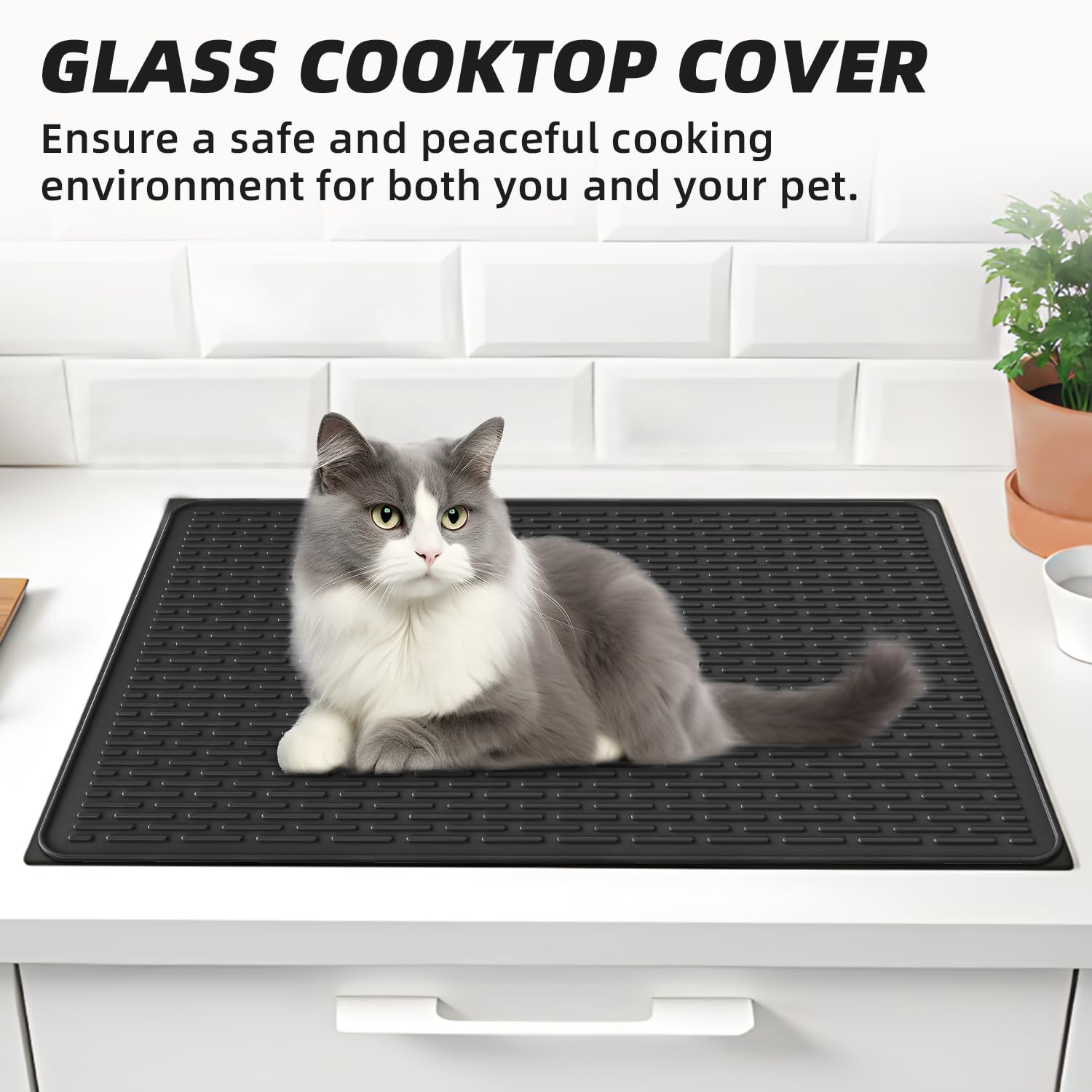 LOPNUR Thick Electric Stove Cover for Stove Top, 29.9"x20.9" Silicone Stove Mat for Glass Top Stove Cover, Heat Resistant Induction Cooktop Protector, Non-Slip Kitchen Glass Cooktop Protector, Black