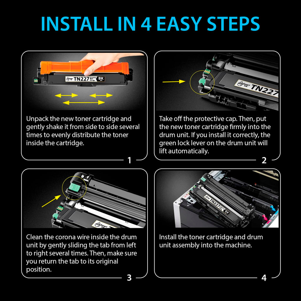 Smart Ink Compatible TN227 High Yield Toner Cartridge (2 Black Combo Pack) Replacement for Brother TN-227 TN-223 TN223bk TN227bk to use with MFC-L3770CDW HL-L3290CDW HL-L3270CDW MFC-L3710CW HL-L3210CW