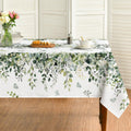 Horaldaily Spring Tablecloth 60×84 Inch Rectangular, Green Eucalyptus Washable Seasonal Table Cover for Party Picnic Dinner Decor