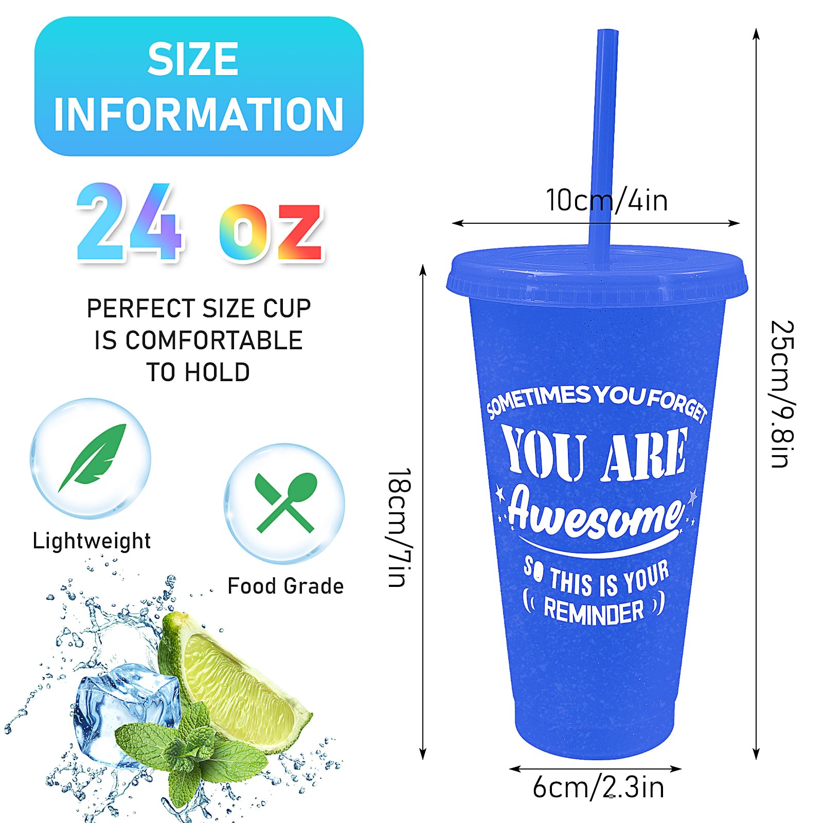 36 Pack Thank You Gifts You Are Awesome Coffee Mug 24 oz Plastic Tumblers with Lids and Straw Inspirational Reusable Tumblers Appreciation Gift for Coworker Teacher Colleague Employee