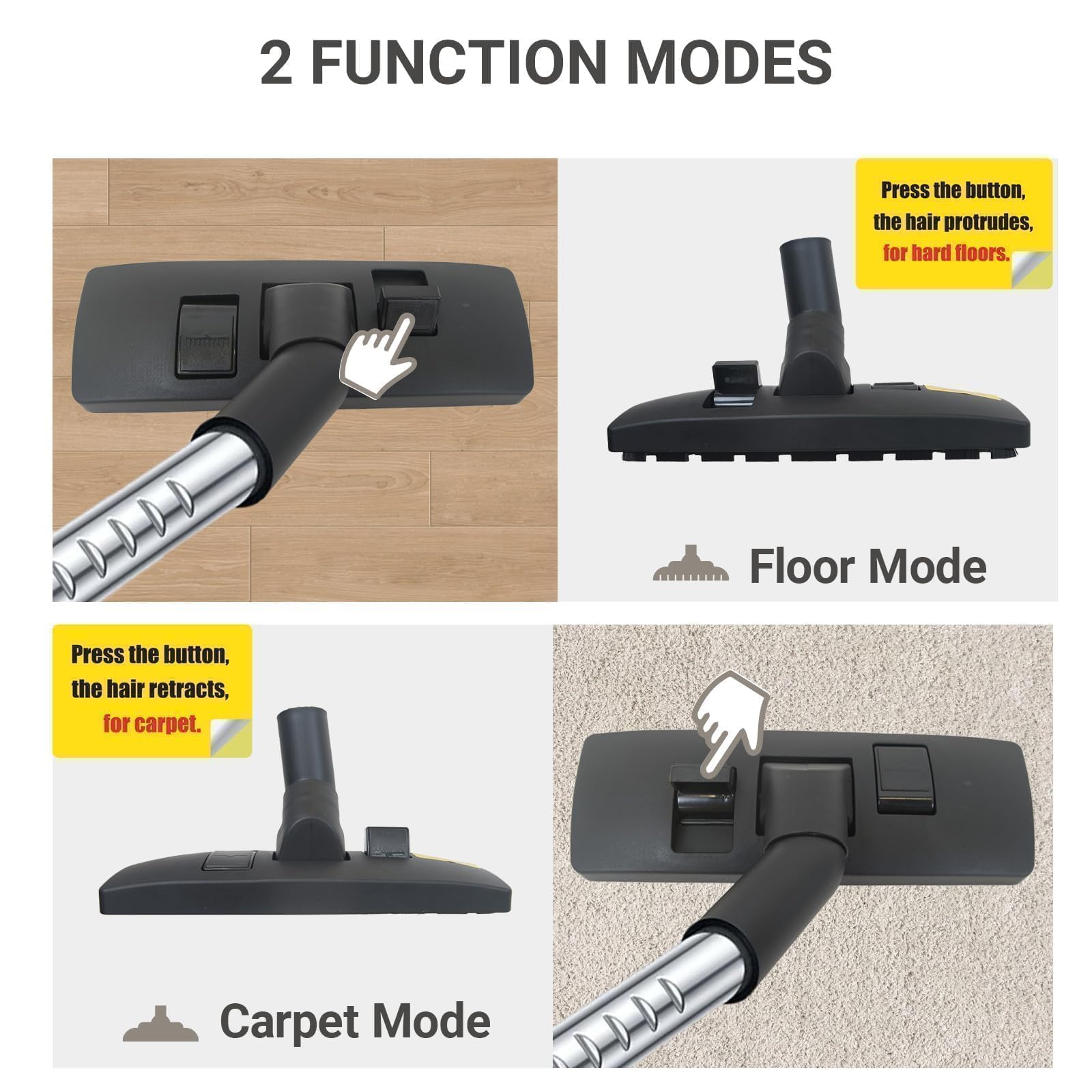 EZ SPARES Universal Vacuum Cleaner Floor Brush with Vacuum Adapter,Compatible with Most Brand,Hoover, Eureka, Rainbow,Shop VAC,Nozzle Tool,2-in-1 for Hard Floor&Carpet Combo(with Mini Cleaning Brush)
