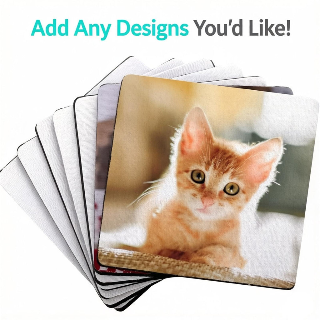 Okllen 50 Pack Square Sublimation Blank Coaster, Sublimation Blank Cup Mat, Rubber Heat Transfer Press Cup Coaster for Thermal Sublimation DIY Crafts, 3.5x3.5 Inches/ 5MM Thickness
