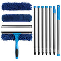 Terafeels 110.23in / 280cm Window Cleaning Tools, Window Squeegee: 2 in 1 Double-Sided Professional Cleaner Window Washing Kit with Extension Pole (Dark Blue)
