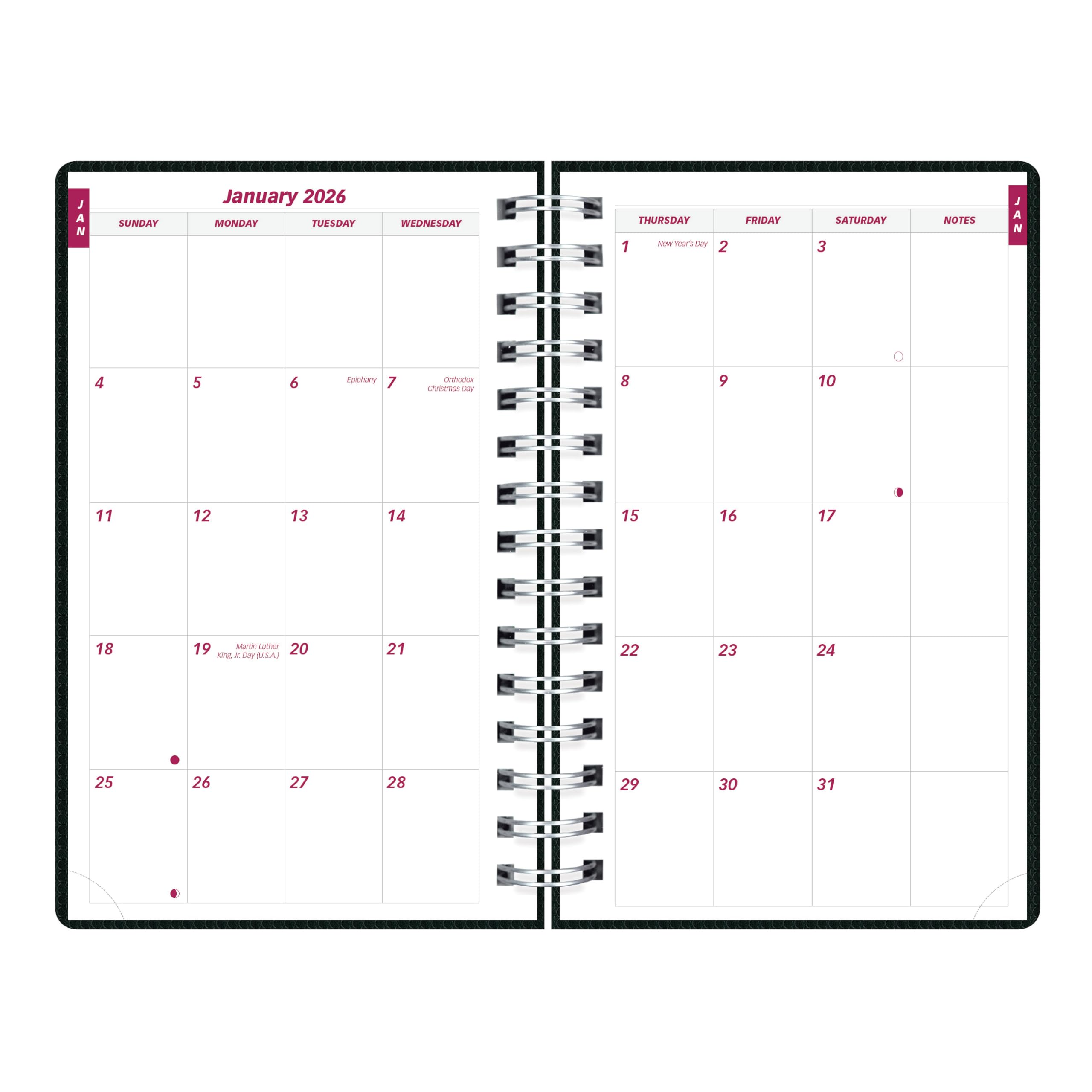 Brownline® 2026 DuraFlex Daily/Monthly Planner, Appointment Book, 12 Months, January to December, Twin-Wire Binding, 8" x 5", Black (CB634V.BLK-26)