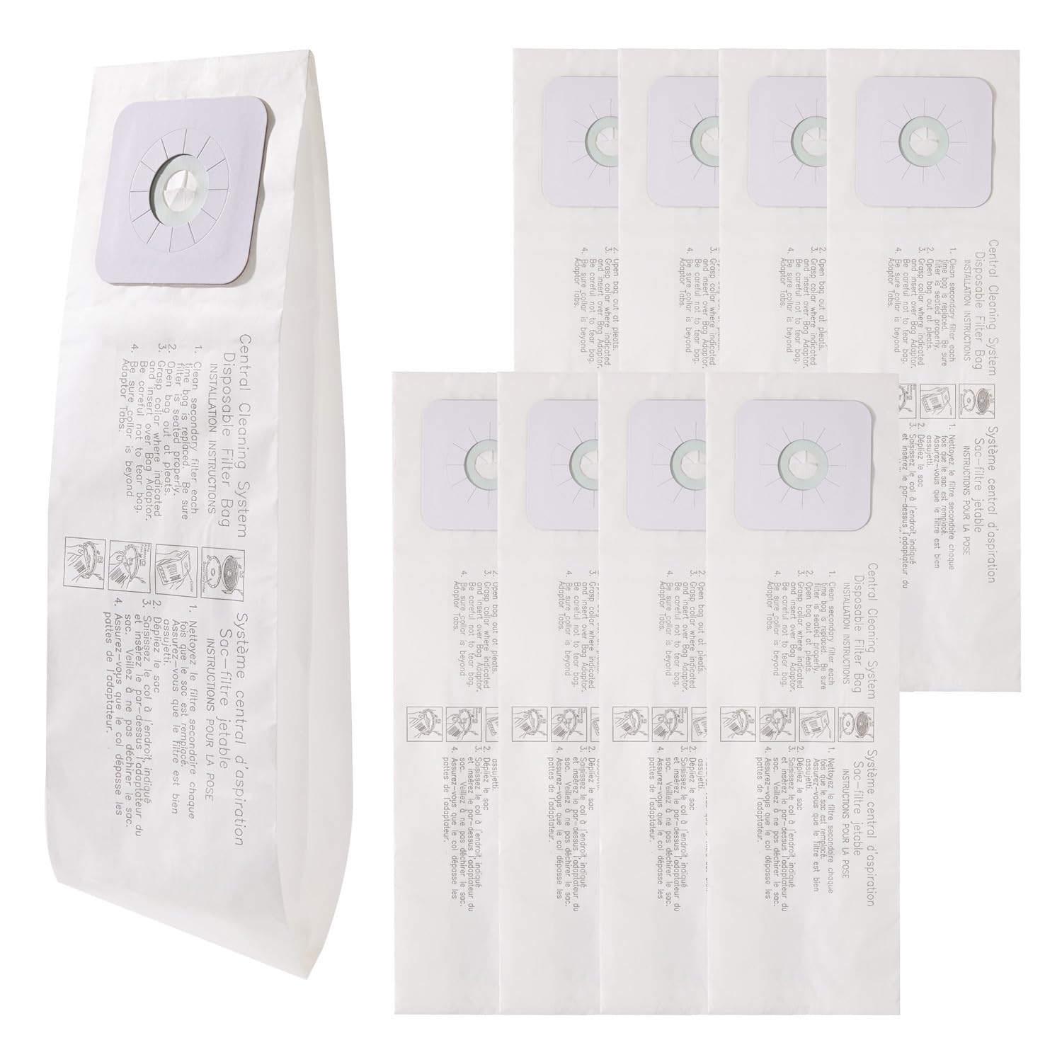 CF Clean Fairy 9pack 391 Central Vacuum Bags Compatible with Nutone 391 CV353, CV450, CV391, CV400, CV350,CV351 VX475 44186, CV352,CV653 CV750, CF3918 Models