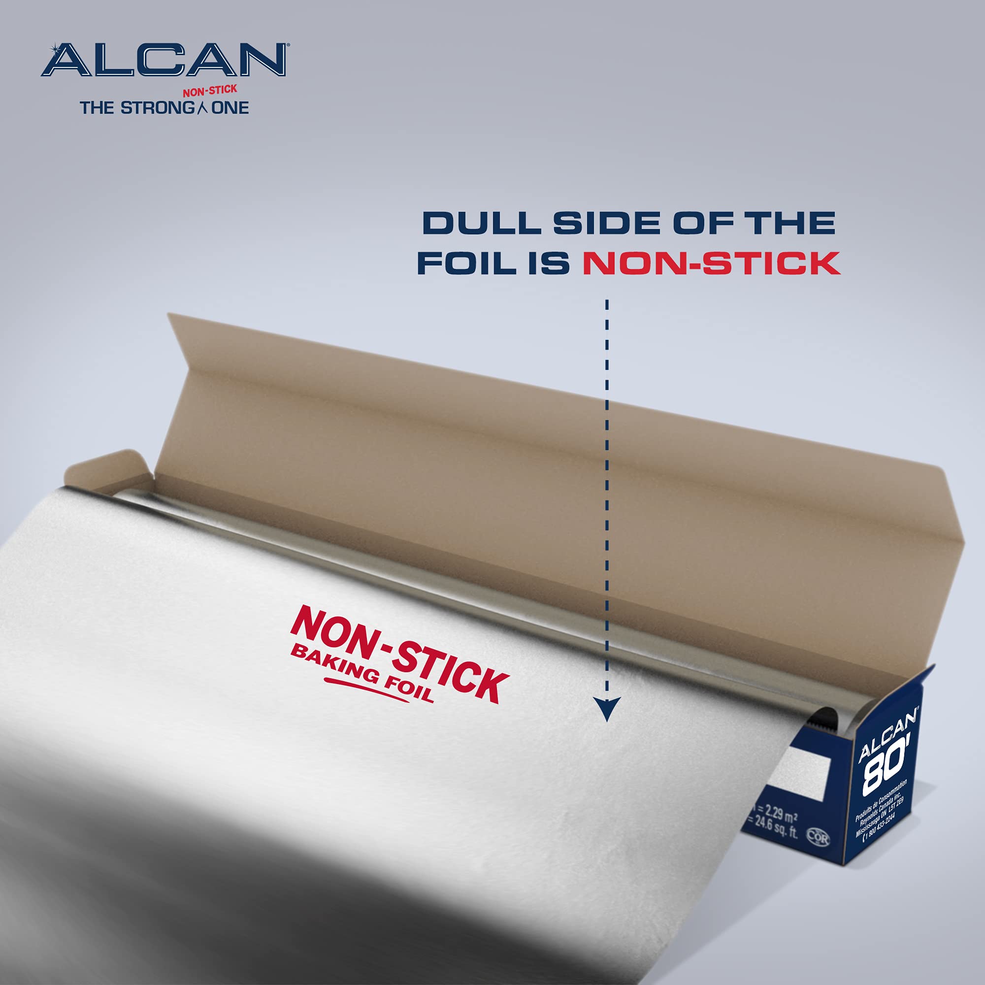 ALCAN Aluminum Foil Non-Stick Baking, 12 Inches x 80 Feet 2-count (Pack of 2), Silver