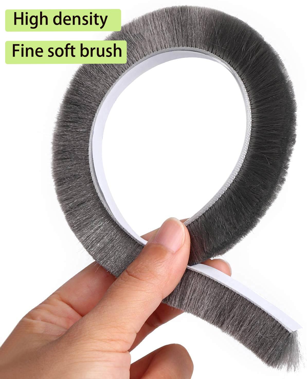 MILEQEE Weather Stripping Sealing Tape, 33Feet Door Seal Brush Strip, Window Felt Pile Weatherstrips Winter, Draft Blocker for Sliding Doors, Self Adhesive, Dust Noise Stopper Soundproofing, 10m Grey