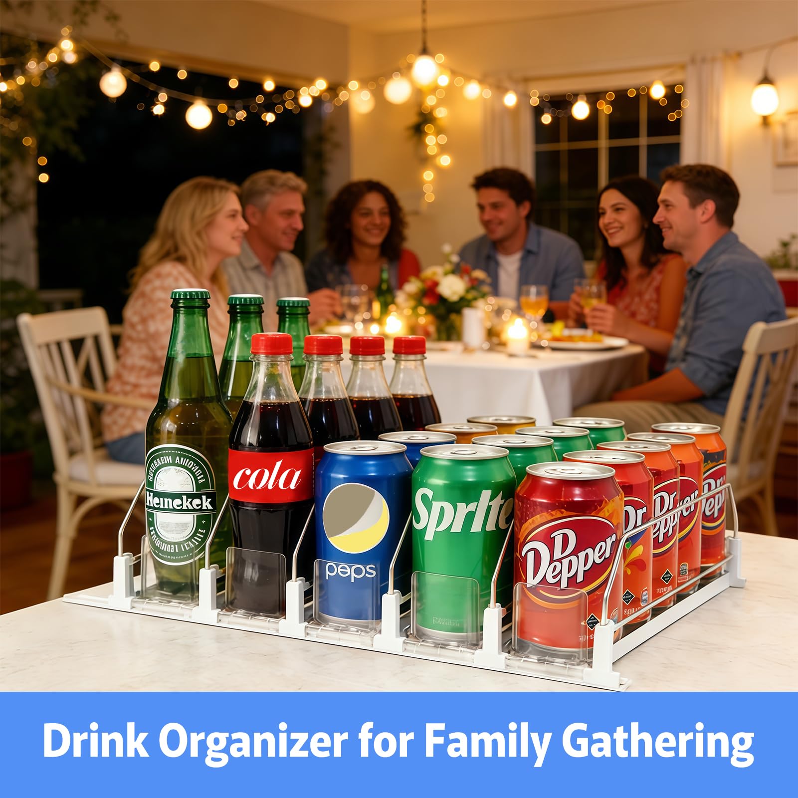 GlintFy Drink Organizer for Fridge,Soda Can Dispenser for Refrigerator,Upgraded 5 Row Fridge Drink Organize,Drink Pusher for Fridge,Automatic Refrigerator Drink Organize for Fridge Holds up to 25 Cans