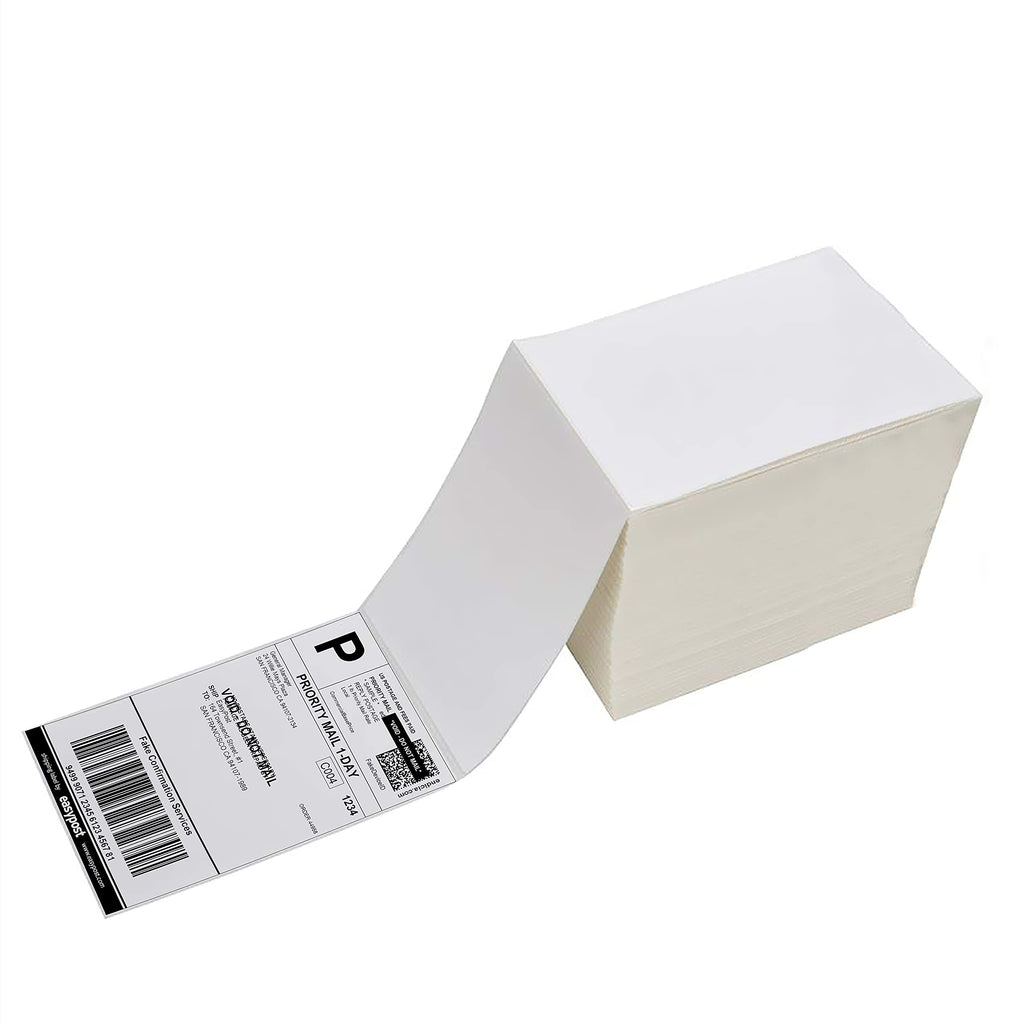 4 x 6 Direct Thermal Shipping Labels with Perforations, 1000 Fanfold Labels, Permanent Adhesive, White Mailing Labels for Thermal Printer