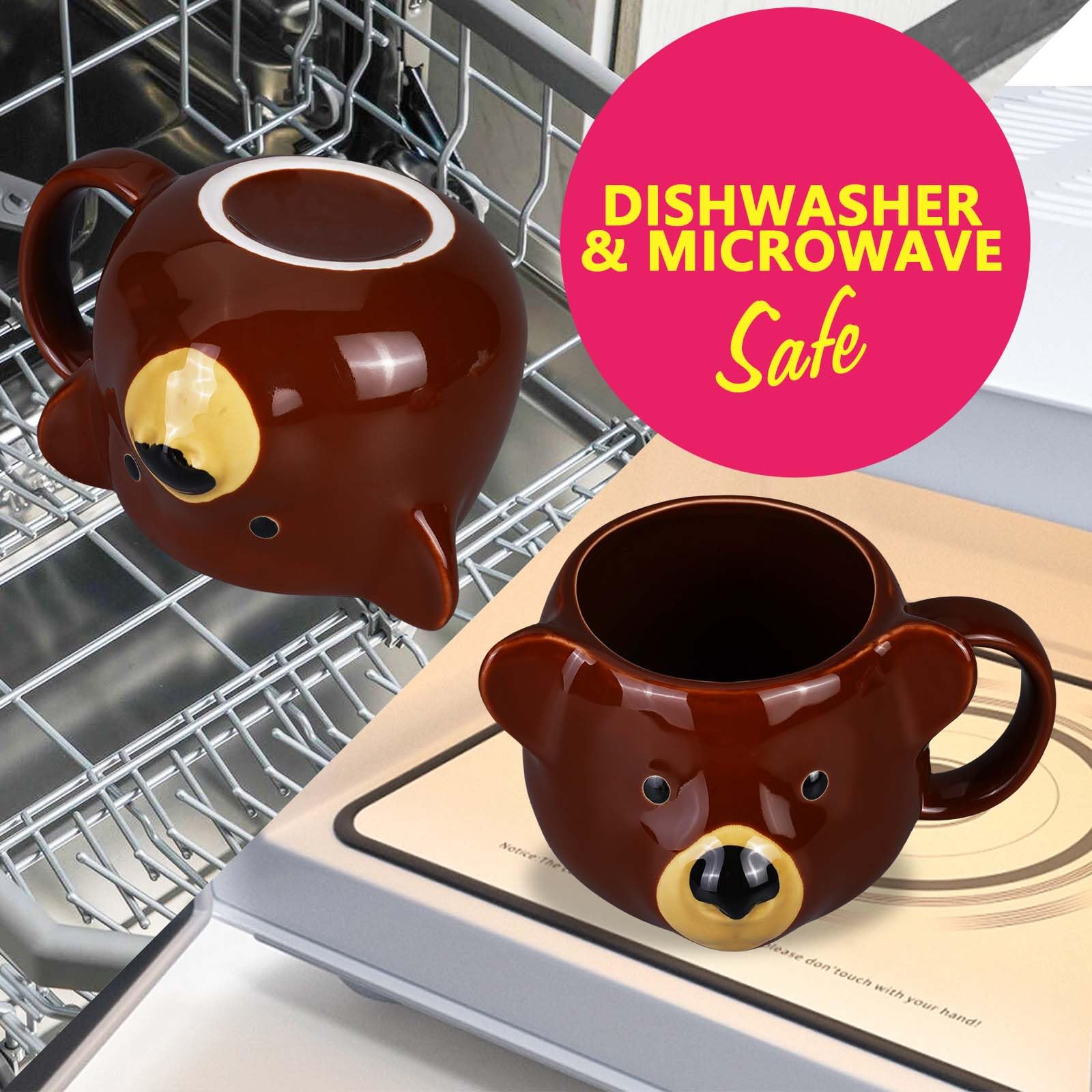 ToCooTo Bear Mug 14 oz Ceramic Coffee Mug 3D Porcelain Tea Mug for Women Kawaii Cup Bear Gifts for Women Christmas Gifts Housewarming Holiday Birthday Gifts for Women Mom Kids Men and Friend Brown