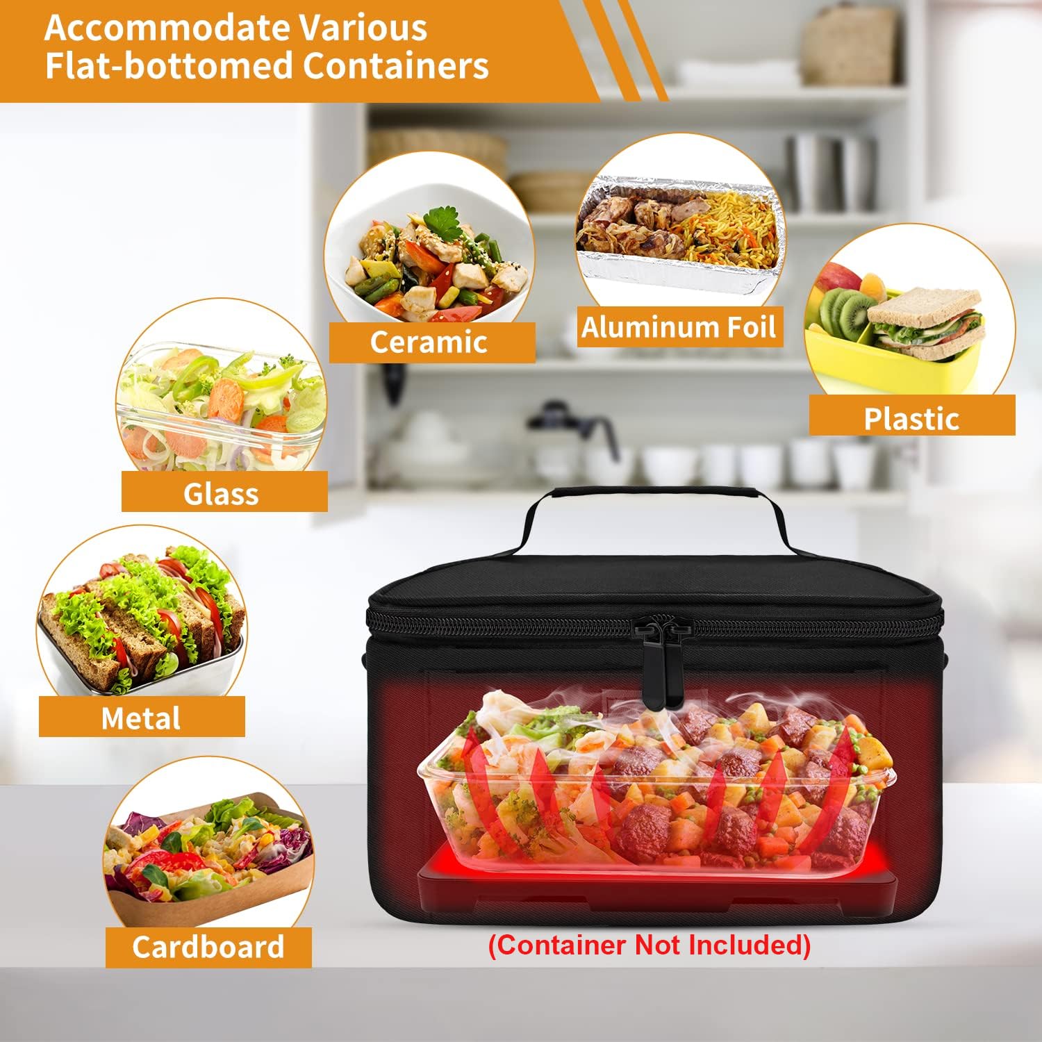 Aotto Electric Lunch Box Food Heater, 12V/24V Car Food Warmer, Portable Oven Heated Lunch Box for Adults - Cook, Reheat & Keep Meals Warm for Vehicle, Truck, and Travel