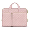 MOSISO 360 Protective Laptop Case 13.3 inch, 13-13.3 inch Laptop Sleeve Compatible with MacBook Air/Pro 13/Pro 14,HP Dell ASUS Lenovo, Square Quilted Bag Cover with 2 Pockets&Handle&Belt,Chalk Pink