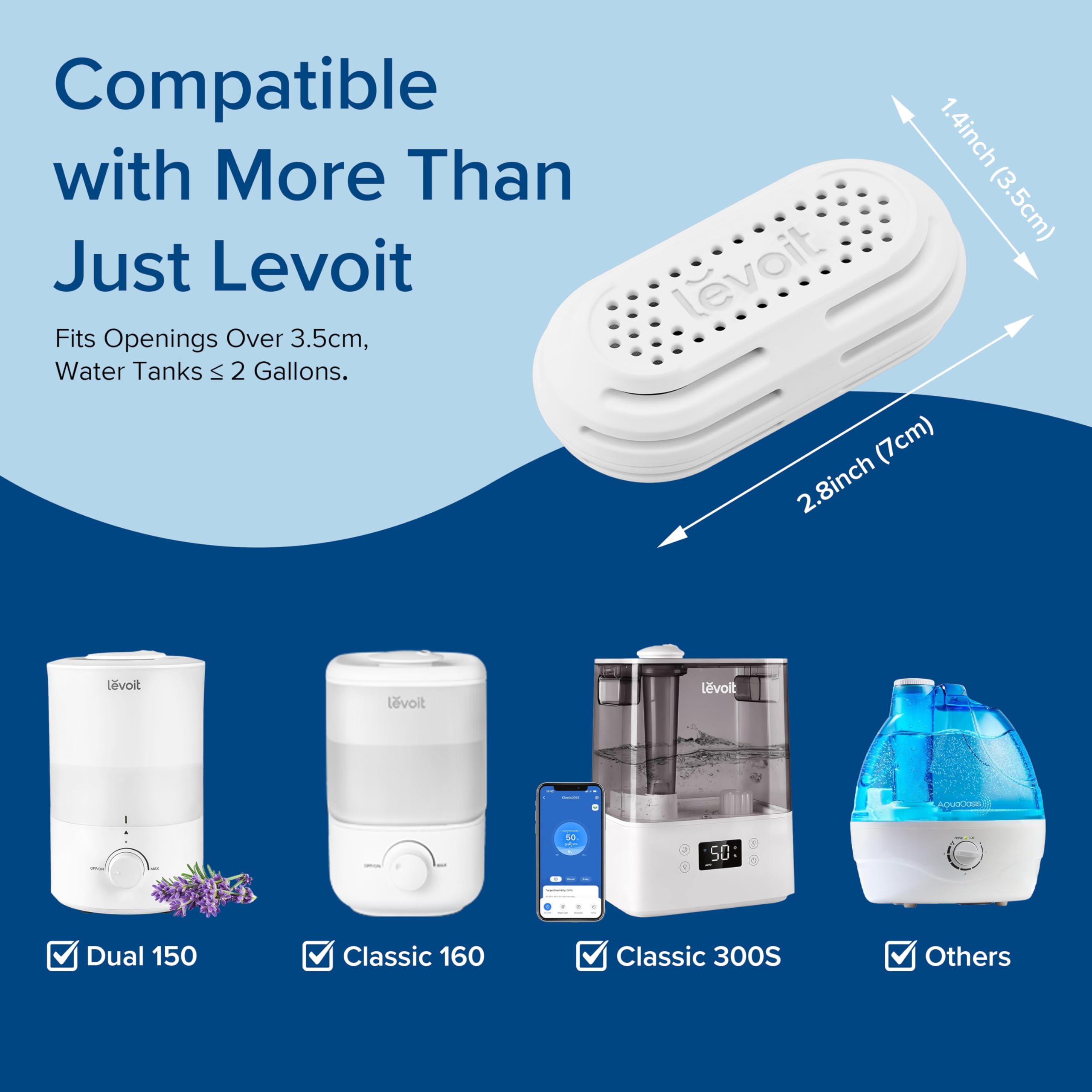 Levoit 3-Pack Humidifier Water Softener, Demineralization Cartridge, Compatible with All LEVOIT Top Fill Humidifiers, Calcium and Magnesium Ion Softening, Ultrasonic Welding Design, APP Reminder