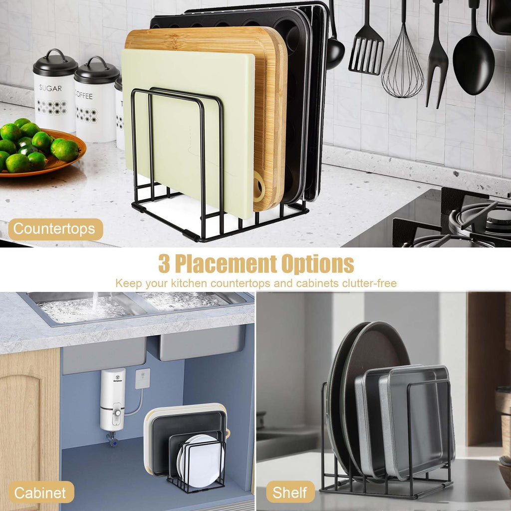 Kitchen Cabinet Cutting Board Organizer, Cookie Sheet Storage Rack,Cabinet Dividers Holder with 5 Slots for Baking Pan Tray Organizer (2 PCS)