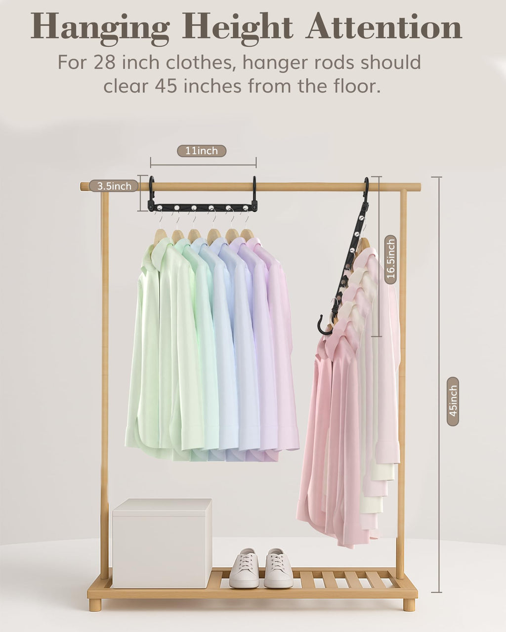 Latoxcaa Space Saving Hangers for Clothes, 24 Pack Collapsible Hangers with 6 Holes and 360° Swivel Hook, Hanger Hooks Space Saver for Closet Organizers and Storage, Dorm Room Essentials, Black