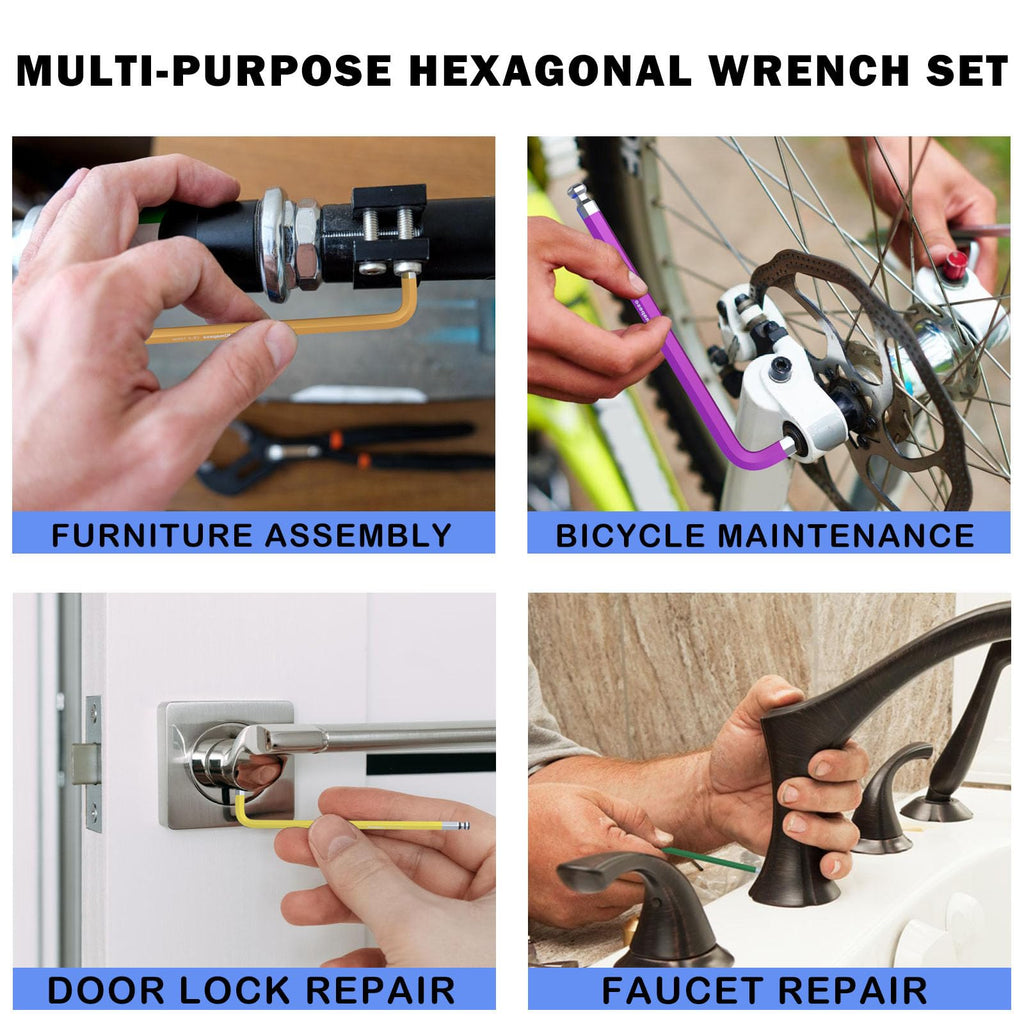 Kimapeso 9 PCS Allen Key Set Metric Allen Wrenches Set Long Arm Ball End Hex Key Allen Wrench Set L-Hex Key Set 1.5 to 10mm Metric Hex Key Set