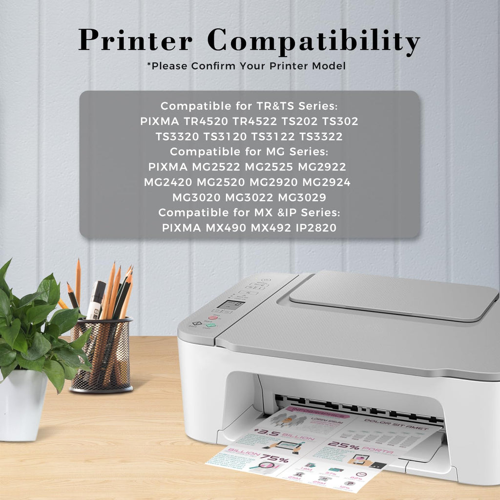 J2INK Cannon Printer Ink 243 243XL MX490 TR4522 Black Ink Cartridges Replacement for Canon 243 243XL PG-243 XL PG243 245 245XL with Canon MG2522 MG2922 TR4520 TR4522 TS3322