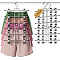 DAMITA Skirt Pants Hangers with Clips Space Saving Hanging Closet Organizer 6 Tiers Hanger with 360° Swivel Hook, Finger-Safe Design- College Dorm Room Apartment Essentials 2-Pack