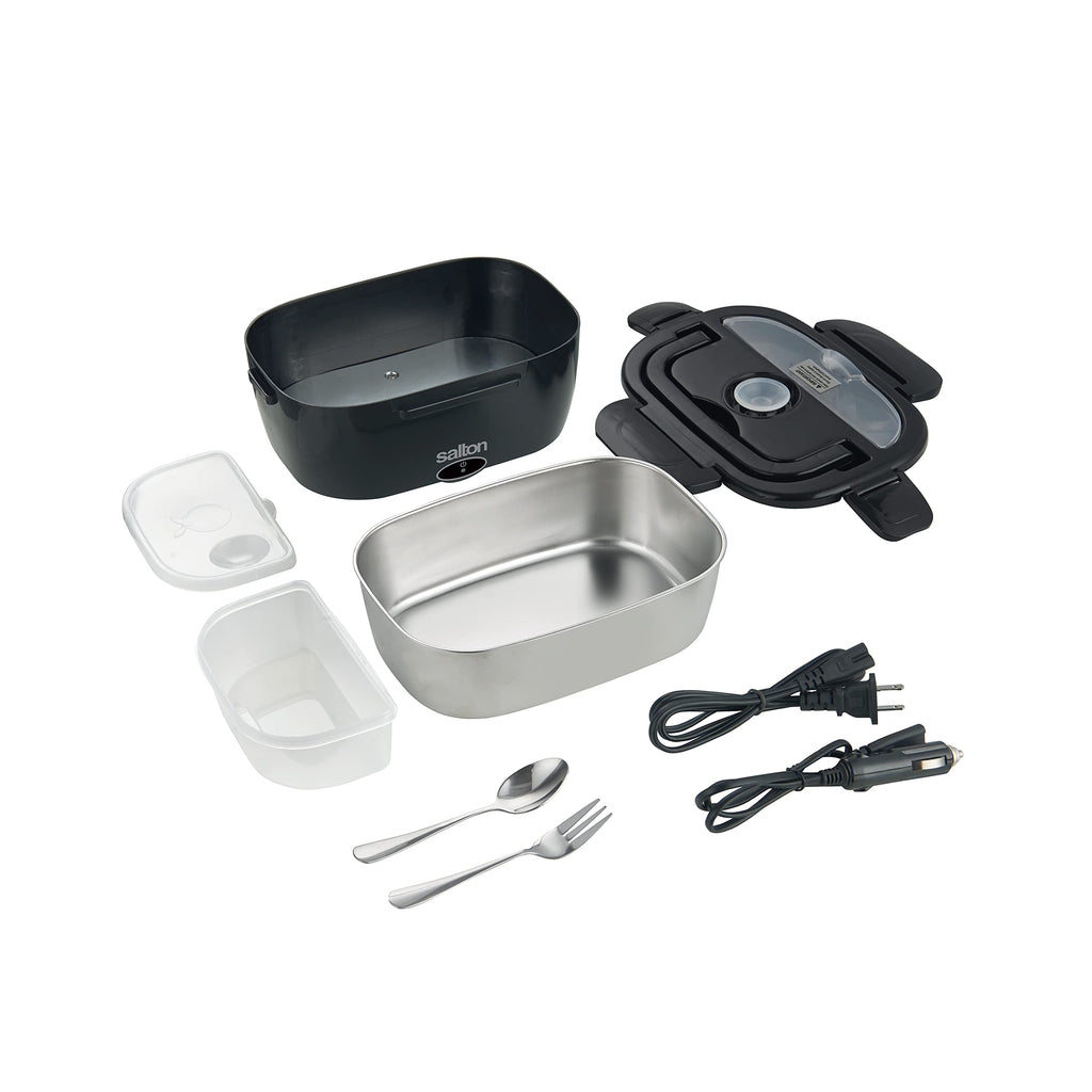 Salton Electric Lunchbox Food Warmer - Portable, Heated Lunch Box for Car & Home with Fork & Spoon, 1.5L