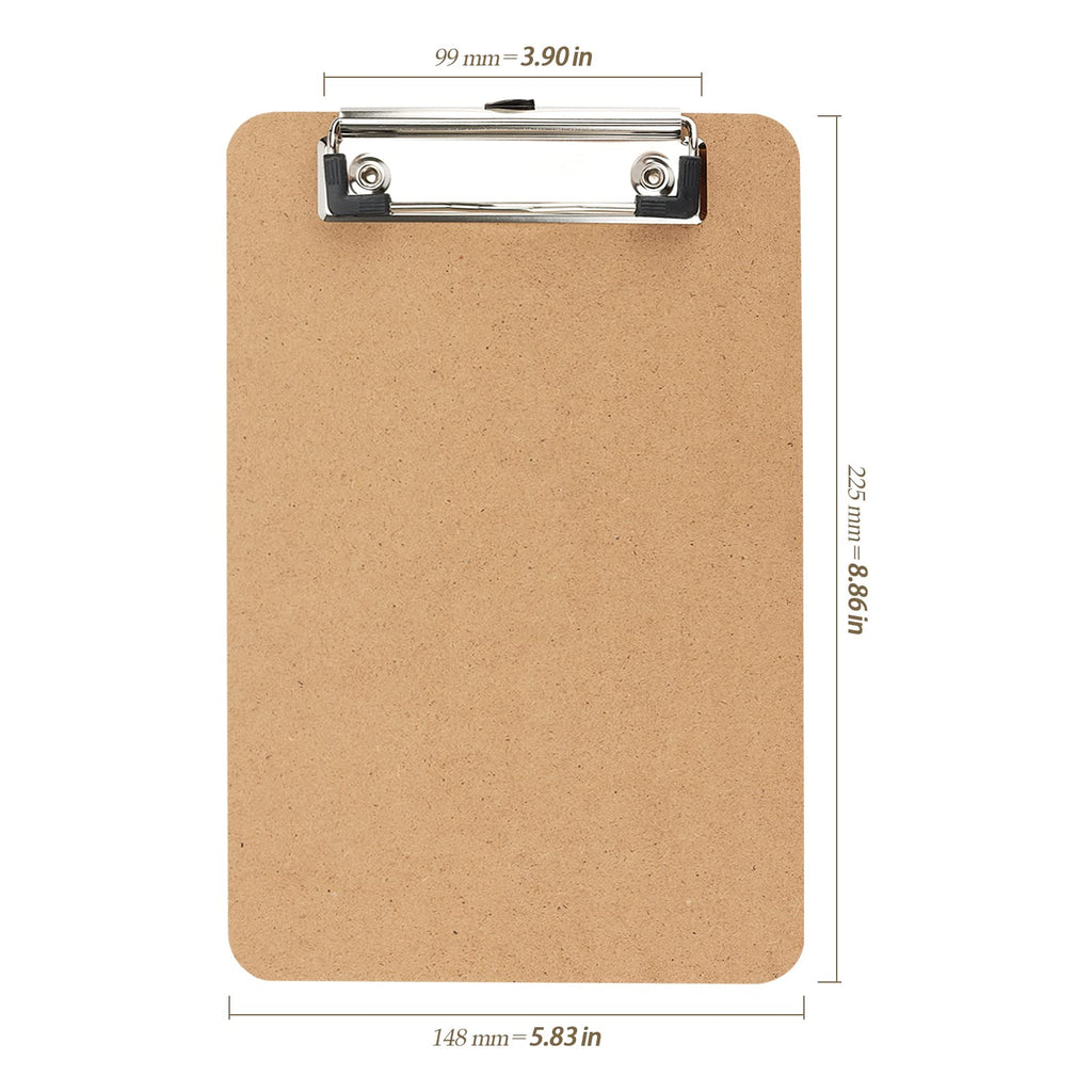 HEIHAK 16 Pack 6 x 9 Inches Mini Clipboards, A5 Memo Size Clipboards, Small Wood Hardboard Low Profile Clip for Home, Office, Classroom Supplies, Brown
