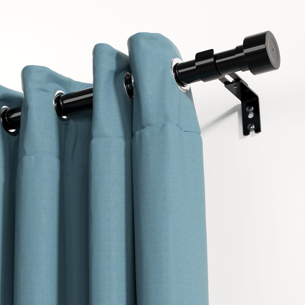CALCHELE Black Curtain Rods - 1 Inch Heavy Duty Window Curtains Rods for 28-62 Inch - Farmhouse Curtain Rods for Cafe, Valance, Door, Bedroom, Drapery, Bathroom