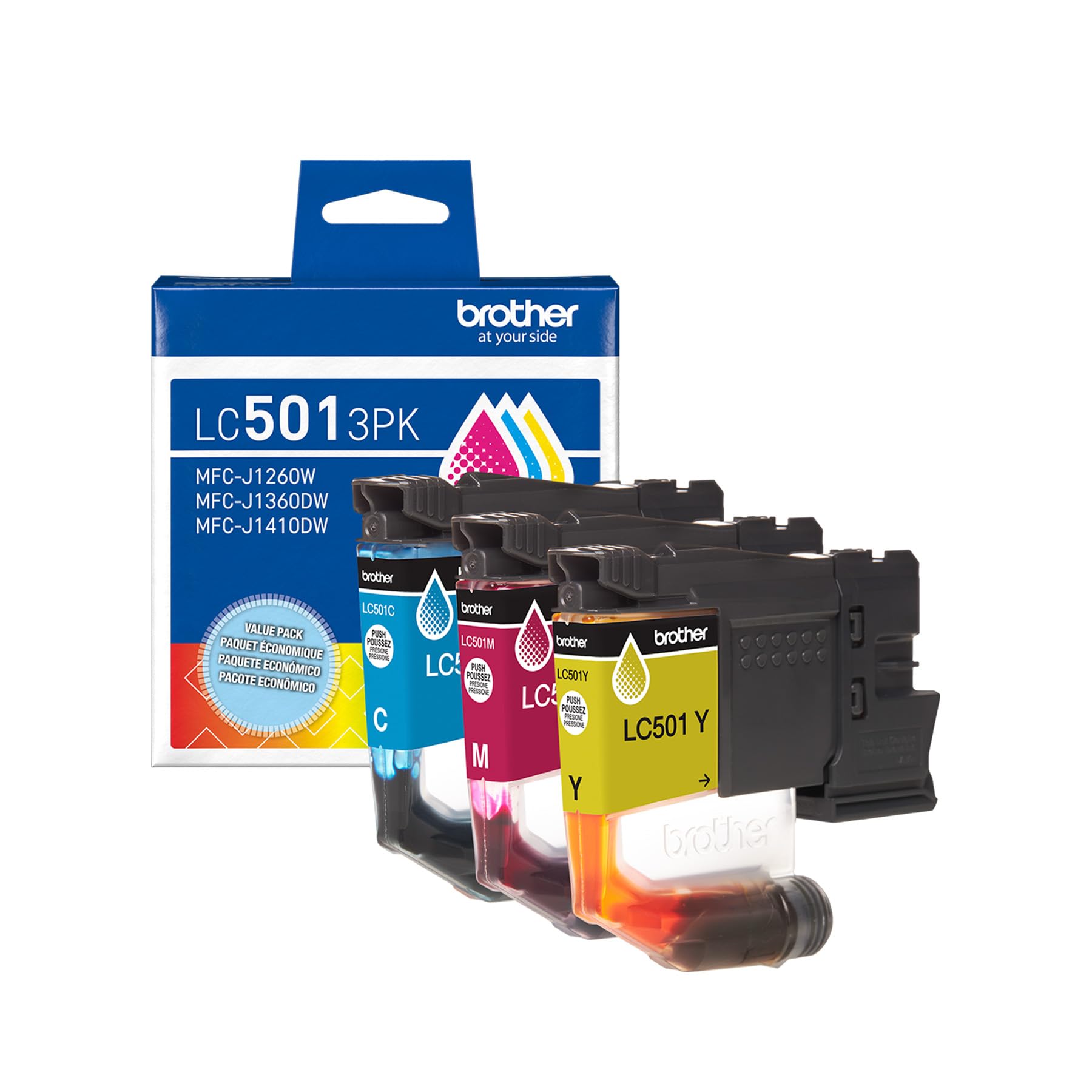 Brother Genuine LC5013PKS Standard Yield Cyan, Magenta, Yellow Ink Cartridges for Brother Printer MFC-J1260DW, MFC-J1360DW, MFC-J1410DW