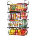 Goovilla Freezer Organizer Bins with Foldable Handle, 4 Pack Stackable Freezer Baskets for 3.5-7 Cu.FT Deep Chest Freezer Organization, Coated Metal Freezer Storage Bins with Better Space Utilization